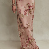 Lia | Robe maxi en mousseline à imprimé floral élégant et encolure goutte d'eau