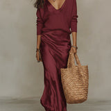 Anaïs – Robe midi satinée élégante