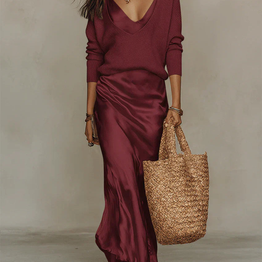 Anaïs – Robe midi satinée élégante