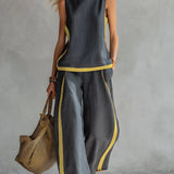 Ursula – Ensemble gilet et pantalon chic-décontracté aux finitions bicolores