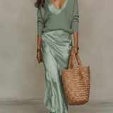 Anaïs – Robe midi satinée élégante