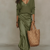 Anaïs – Robe midi satinée élégante