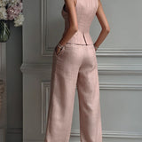 Charlotte | Ensemble deux pièces boutonné avec col en V pour femme