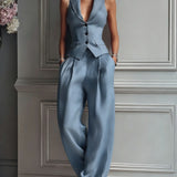 Charlotte | Ensemble deux pièces boutonné avec col en V pour femme