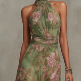 Serena | Robe maxi en mousseline fleurie à emmanchure américaine
