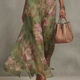 Serena | Robe maxi en mousseline fleurie à emmanchure américaine