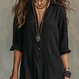 Céline™ | Robe Maxi Noire Ample à Boutons