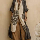 Juliette | Ensemble trois pièces nomade bohème gris foncé et marron à motif tribal