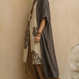 Juliette | Ensemble trois pièces nomade bohème gris foncé et marron à motif tribal