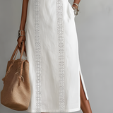Jimena | Robe midi décontractée brodée à col mao