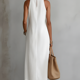 Jimena | Robe midi décontractée brodée à col mao