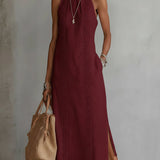 Jimena | Robe midi décontractée brodée à col mao